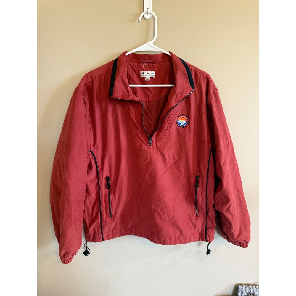 Monterey Club Men's Red Golf Country Club Quarter Zip Pullover Jacket Size L‎